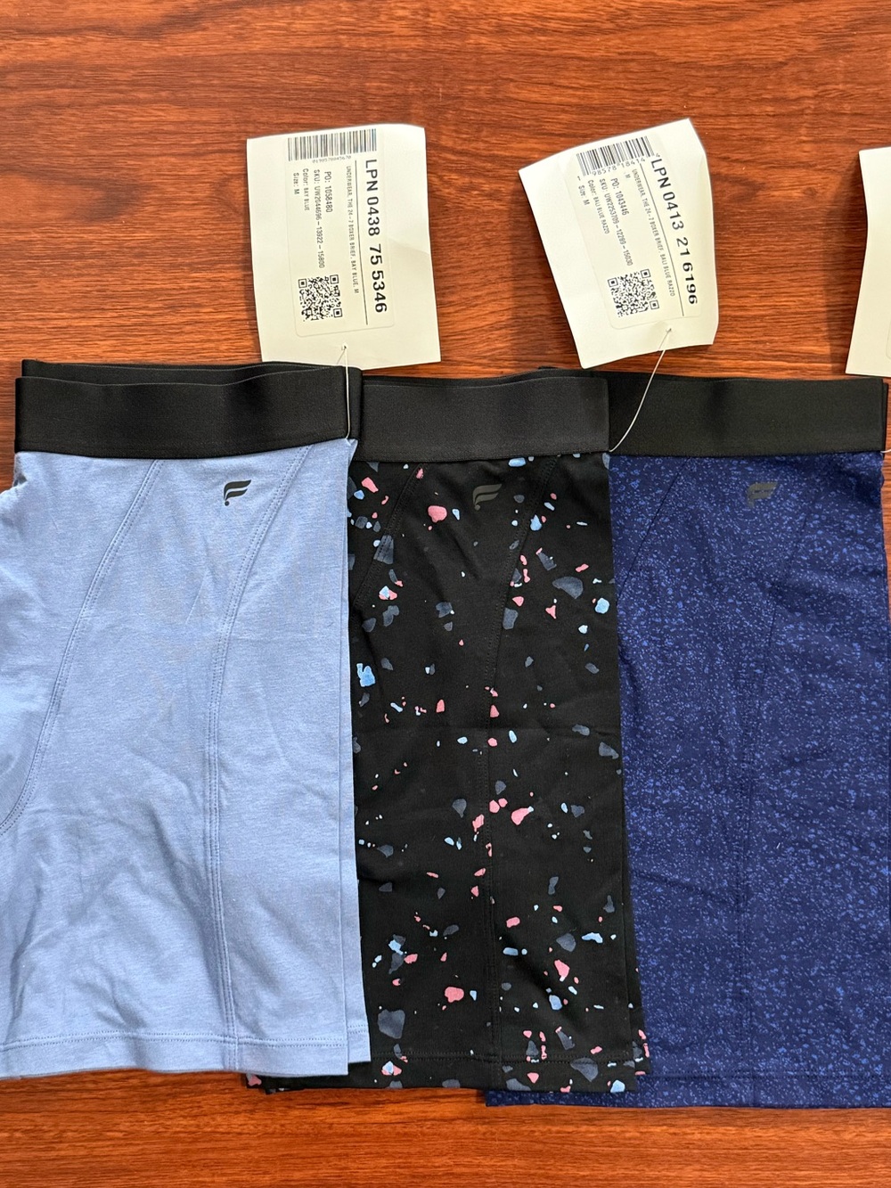 Fabletics - NWT - (Showroom Tag) Men's Boxer Brief 3-Pack - Blue, Black Confetti